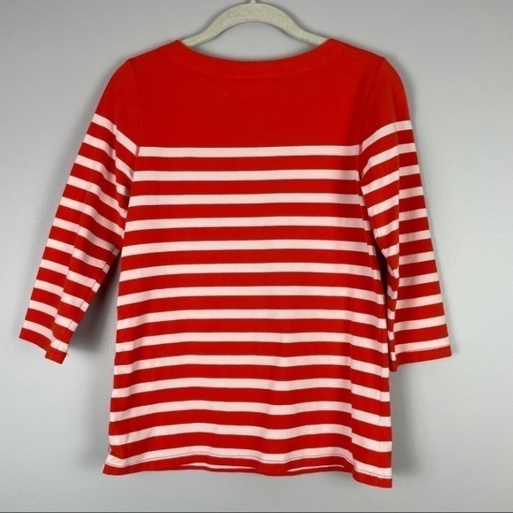 Anthropologie Meave Orange Striped Button Side Top - Picture 13 of 15